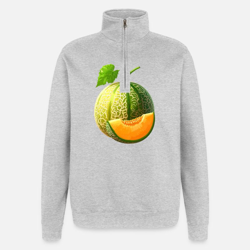 Honigmelone - Quarter-Zip-Sweatshirt - Grau meliert