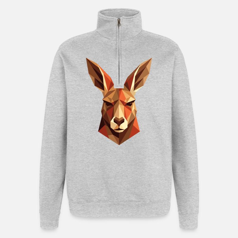 Kangourous Australie Outback Wild Mignons Kangourous - Sweat à zip 1/4 - gris chiné