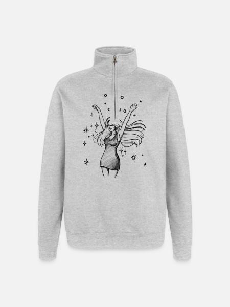 Dancing Woman Empowerment - Illustration - Quarter-Zip Sweatshirt - heather grey