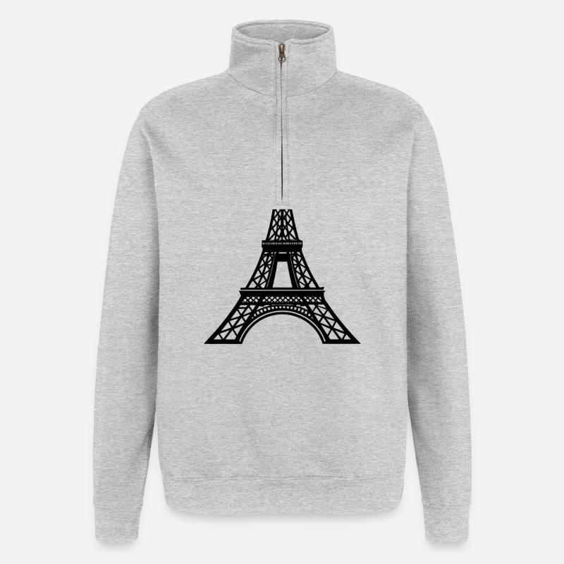 Tour Eiffel - Sweat à zip 1/4 - gris chiné