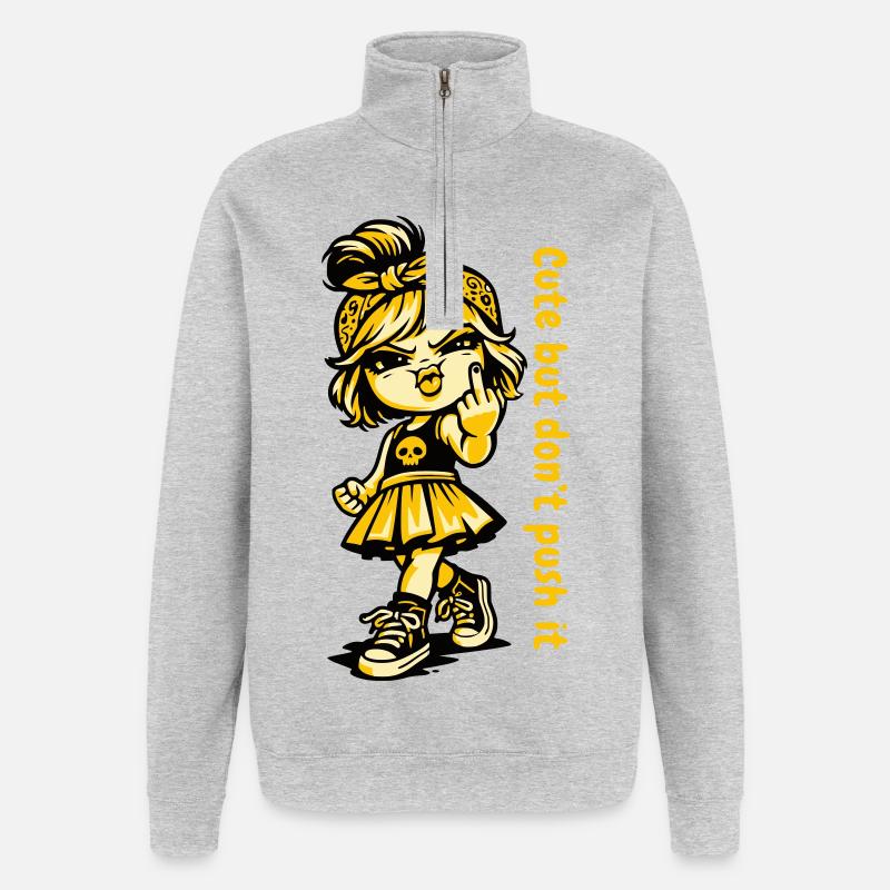 Cute but don't push it. - Quarter-Zip Sweatshirt - heather grey