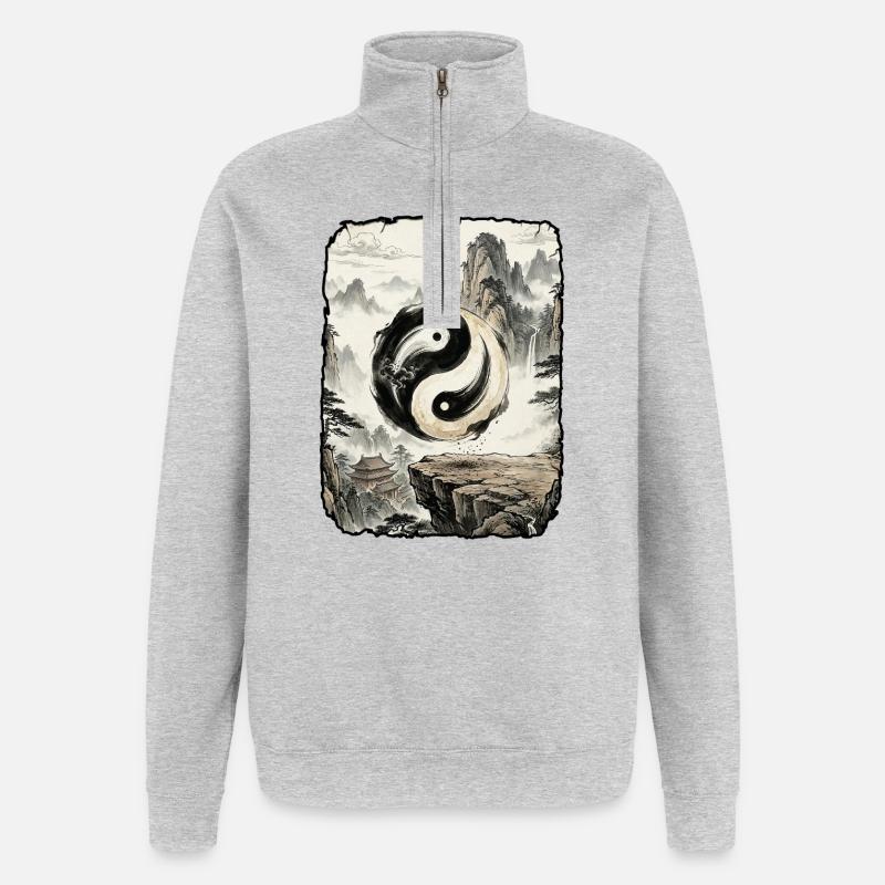 Yin und Yang Geist - Sweat à zip 1/4 - gris chiné