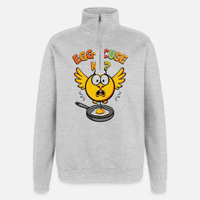 Egg-scuse Me? - Quarter-Zip Sweatshirt - heather grey