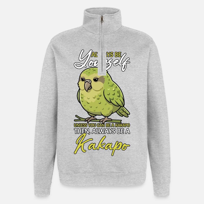 Sei immer du selbst, Kakapo Neuseeland - Quarter-Zip-Sweatshirt - Grau meliert