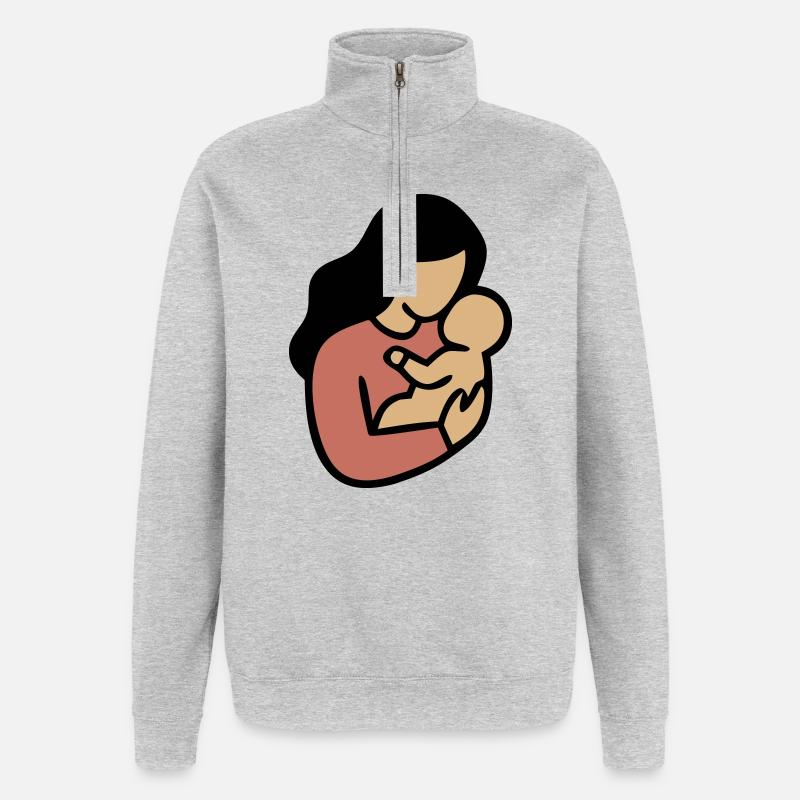 Mama Baby Boho Minimalismus - Quarter-Zip-Sweatshirt - Grau meliert