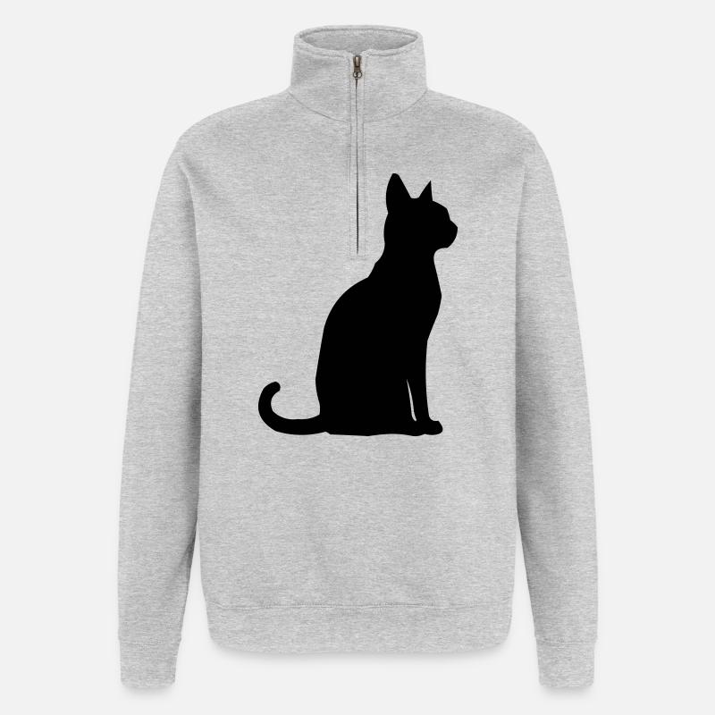 Cat Animal - Quarter-Zip Sweatshirt - heather grey