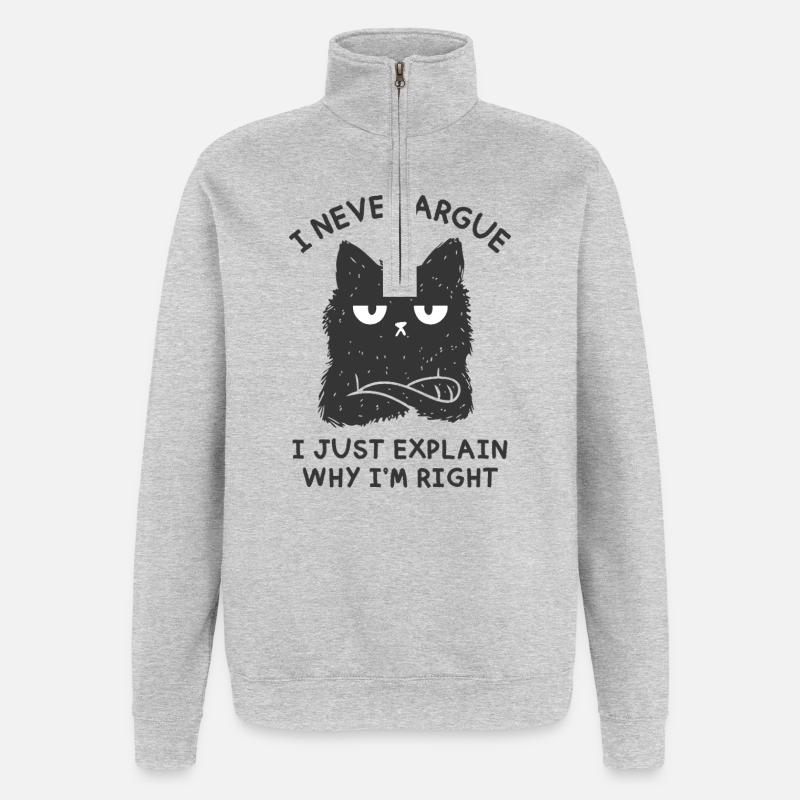 I Never Argue - Quarter-Zip Sweatshirt - heather grey