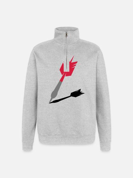 Dartpfeil mit Schatten - Quarter-Zip-Sweatshirt - Grau meliert