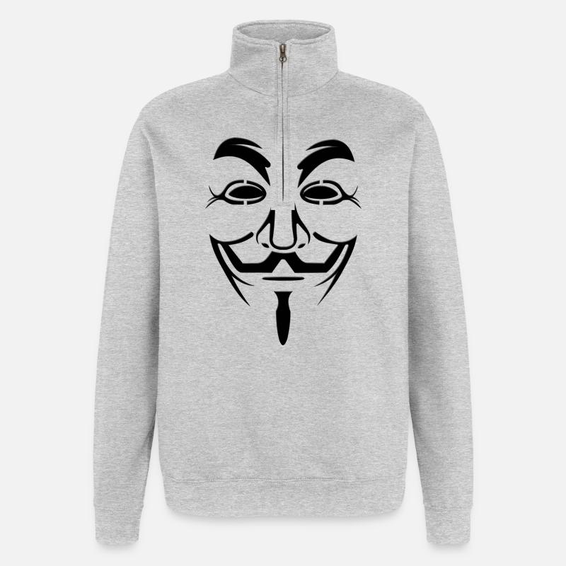 Anonymous mask - Quarter-Zip Sweatshirt - heather grey