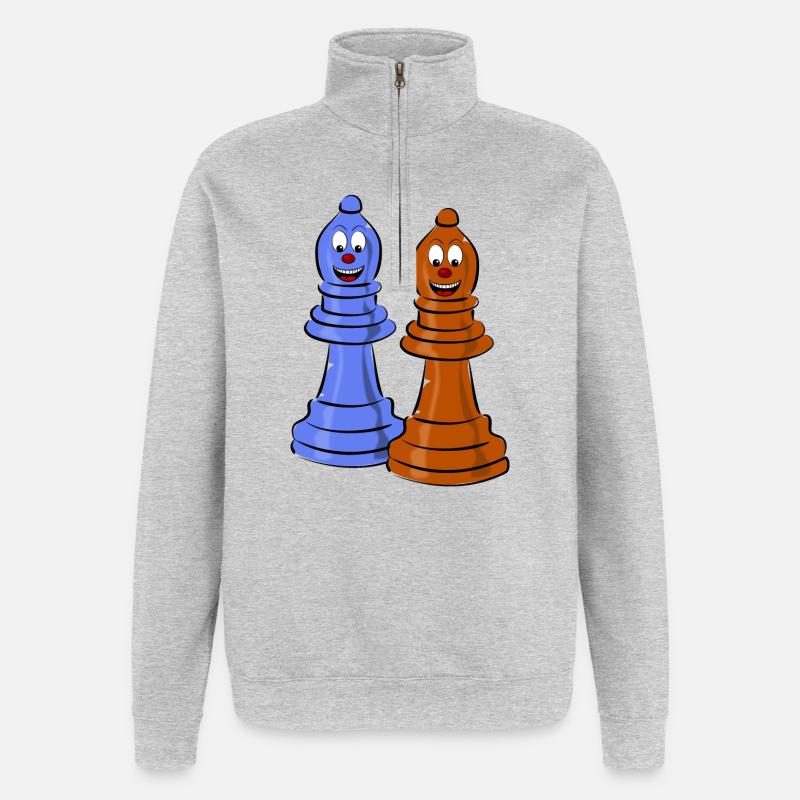 échecs - Sweat à zip 1/4 - gris chiné