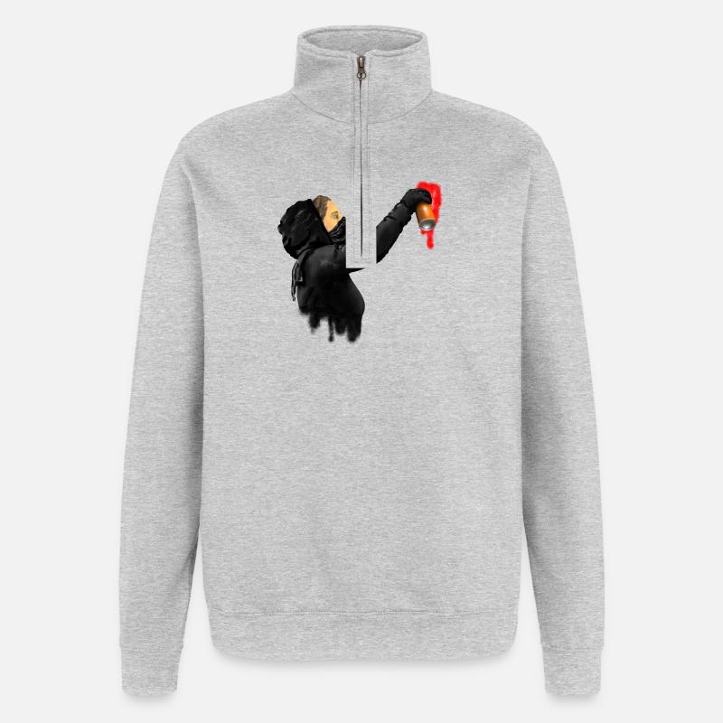 graffiti - Sweat à zip 1/4 - gris chiné