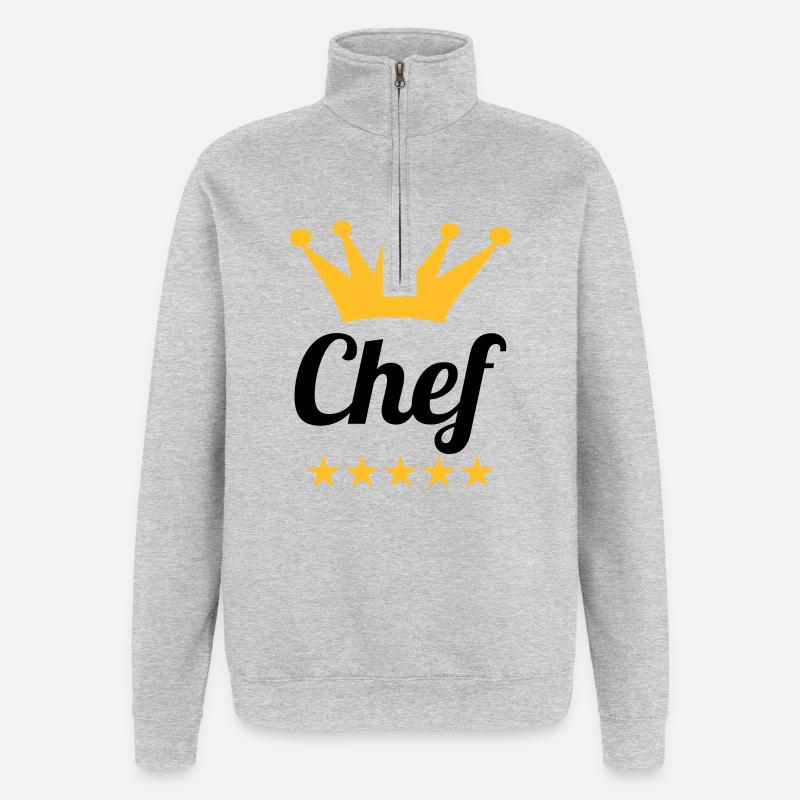 Chef - Sweat à zip 1/4 - gris chiné