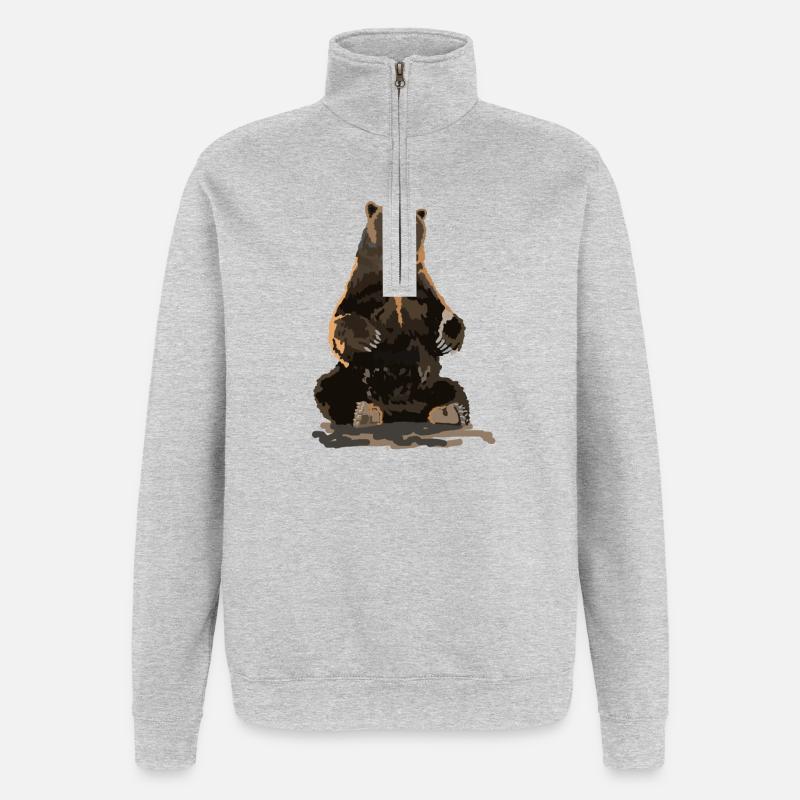 Bär - Quarter-Zip-Sweatshirt - Grau meliert
