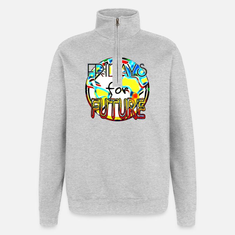 Klimaschutz Statement Farbenkunst - Quarter-Zip-Sweatshirt - Grau meliert