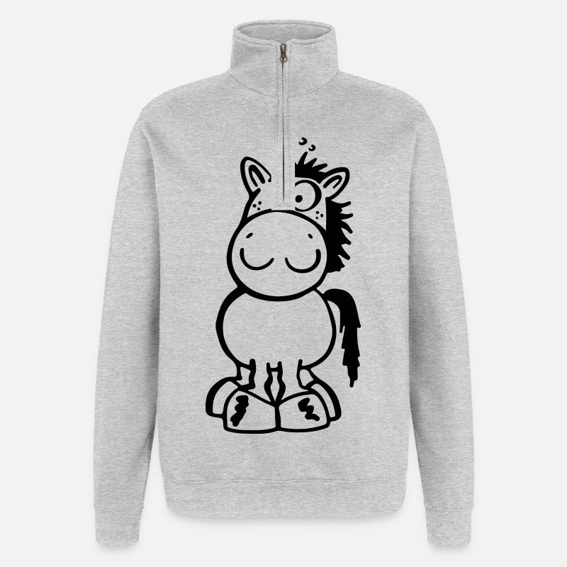 Petit Cheval - Sweat à zip 1/4 - gris chiné