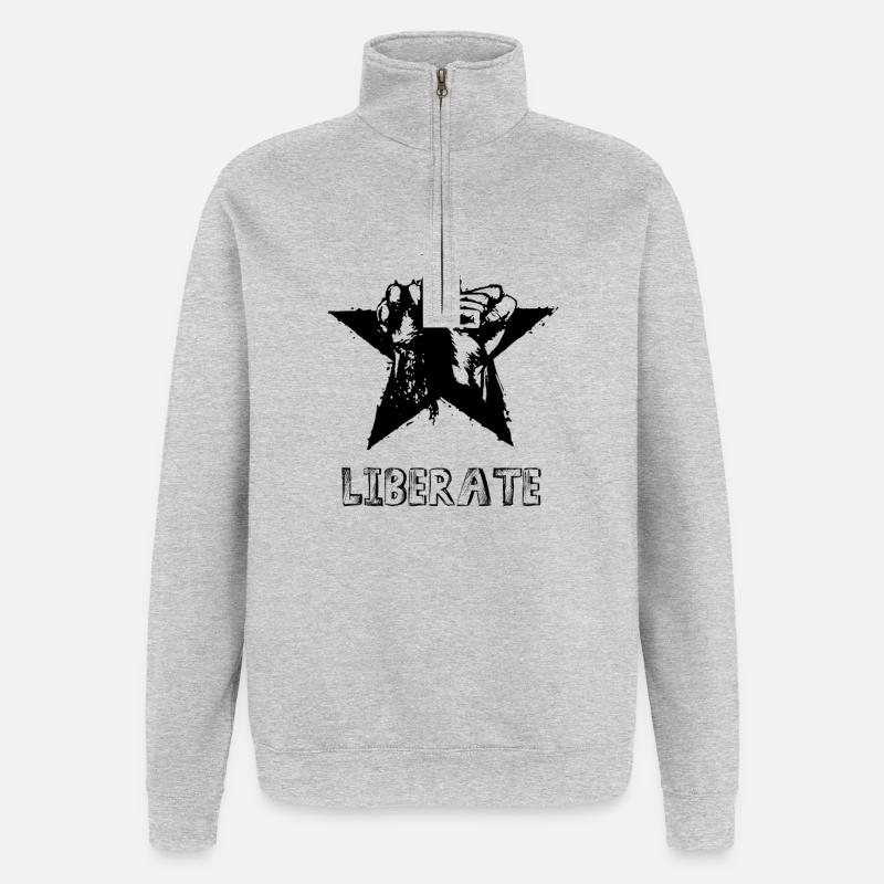 Pfote und Faust - Liberate - Quarter-Zip-Sweatshirt - Grau meliert