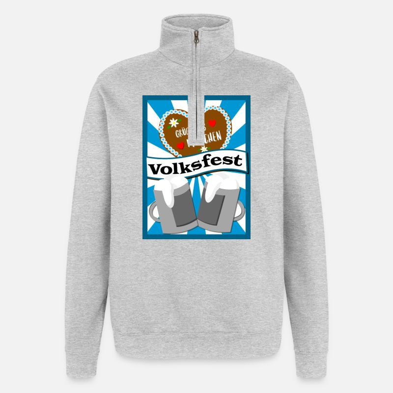 Volksfest in München - Quarter-Zip-Sweatshirt - Grau meliert