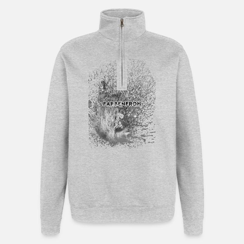 FARBENFROH Splatter Noir - Quarter-Zip-Sweatshirt - Grau meliert