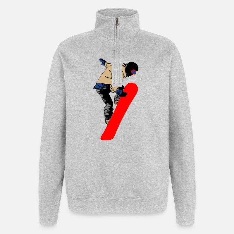 Snowboarder - Quarter-Zip-Sweatshirt - Grau meliert