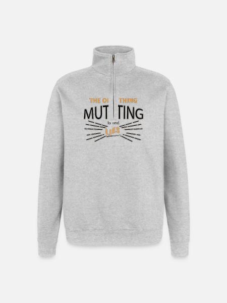 Spruch - Quarter-Zip-Sweatshirt - Grau meliert