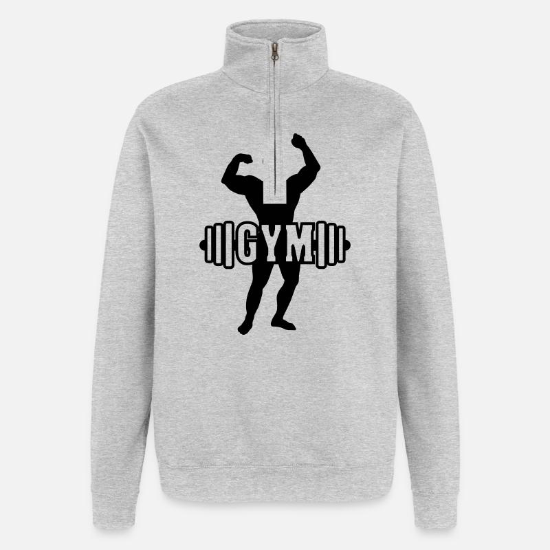 Bodybuilder shadow image logo gym - Quarter-Zip Sweatshirt - heather grey