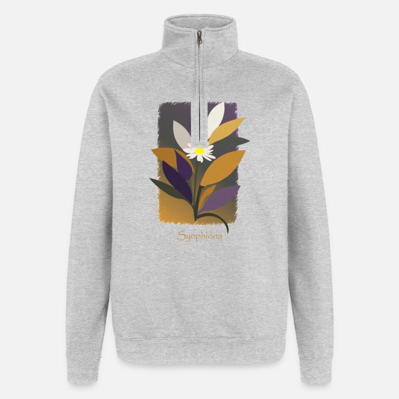 Warm gefärbte Synphonia-Blume - Quarter-Zip-Sweatshirt - Grau meliert