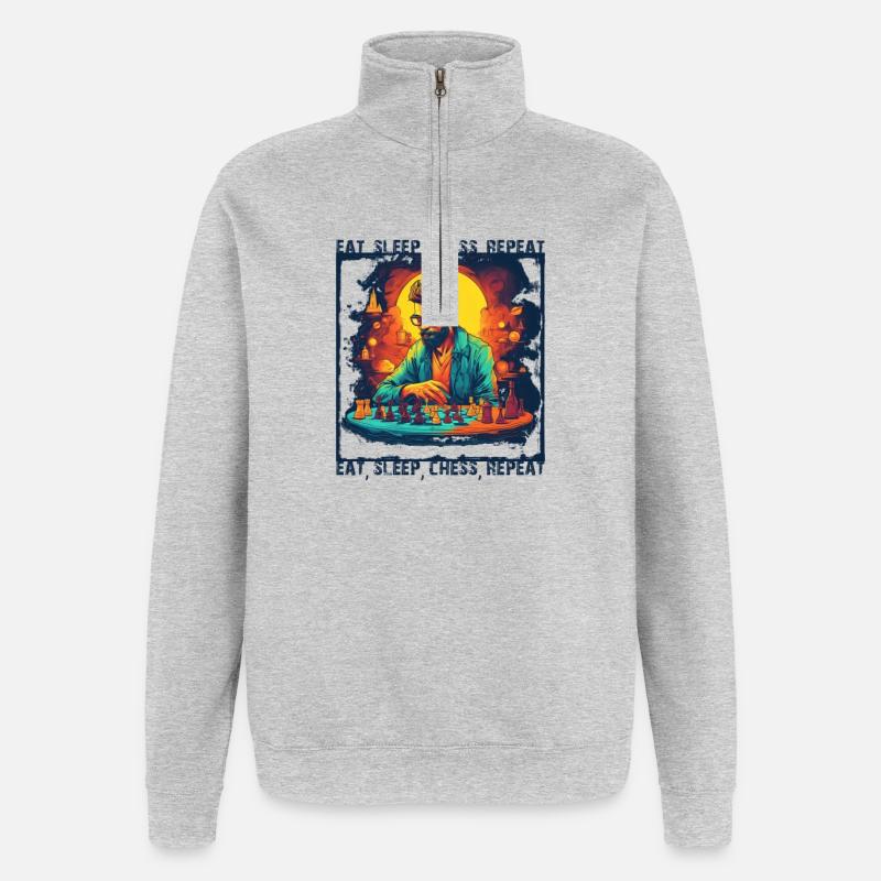 MANGER DORMIR ÉCHECS RÉPÉTER - Sweat à zip 1/4 - gris chiné