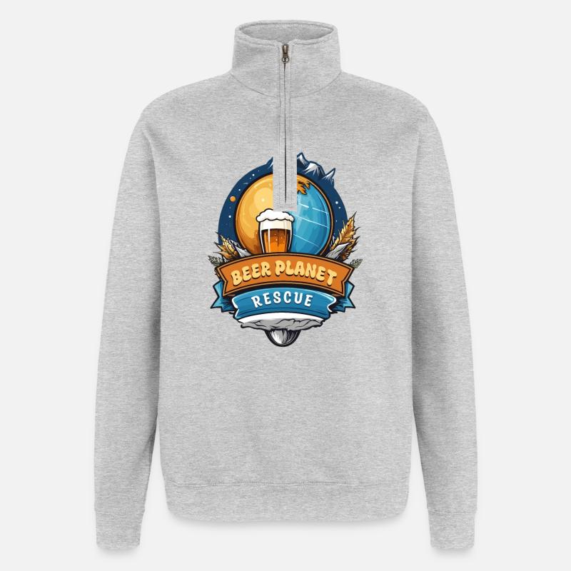 Bier Planet Retten - Quarter-Zip-Sweatshirt - Grau meliert