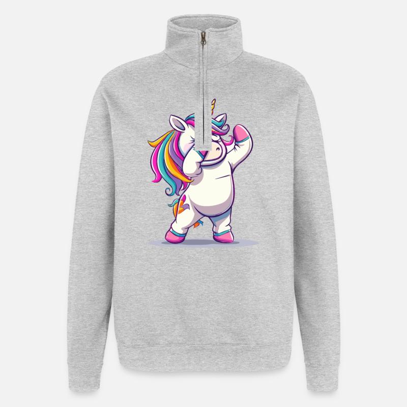 Dancing Unicorn - Quarter-Zip Sweatshirt - heather grey
