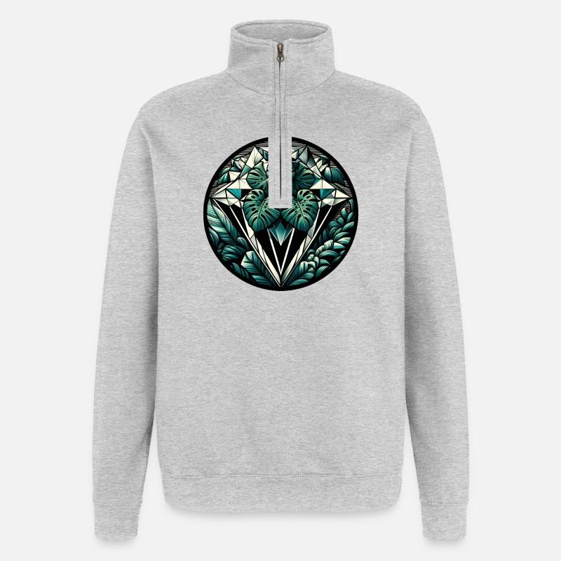 Diamant des Dschungels - Quarter-Zip-Sweatshirt - Grau meliert