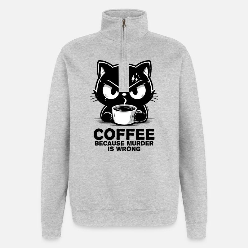 Murder is wrong - Quarter-Zip Sweatshirt - heather grey