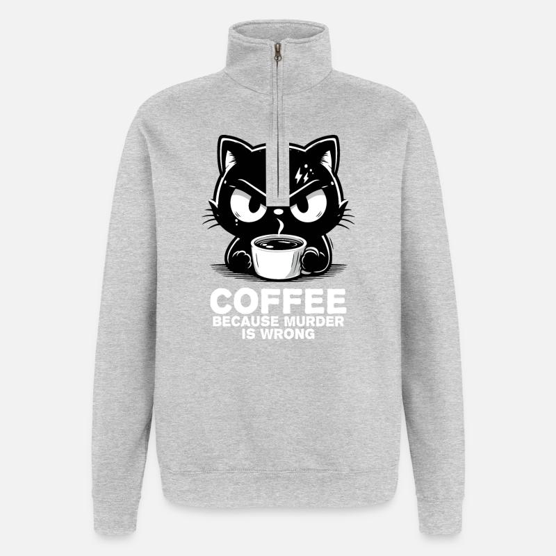 Murder is wrong (dark) - Quarter-Zip Sweatshirt - heather grey