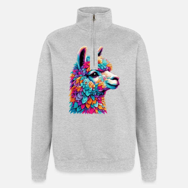 Alpaka - Quarter-Zip-Sweatshirt - Grau meliert
