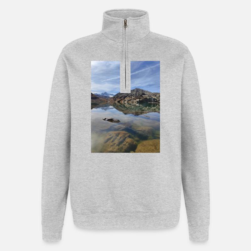 Lac Bramant - Sweat à zip 1/4 - gris chiné