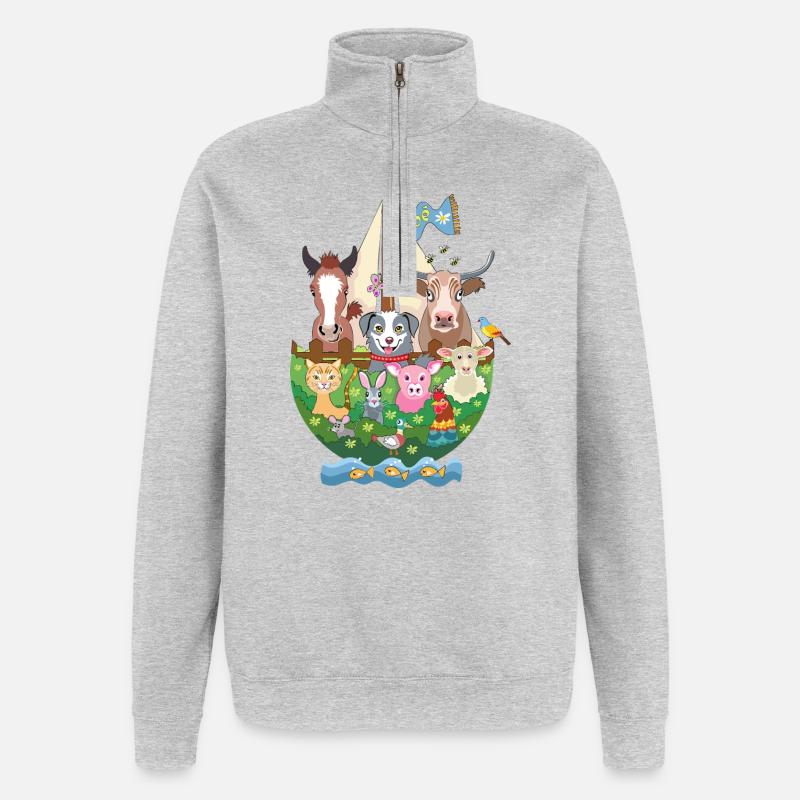 l'arche de Noé - Sweat à zip 1/4 - gris chiné