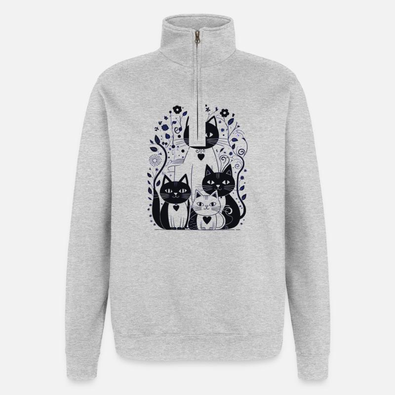 Kittymania - Quarter-Zip-Sweatshirt - Grau meliert