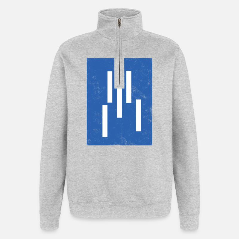 Composition abstraite de lignes verticales - Sweat à zip 1/4 - gris chiné