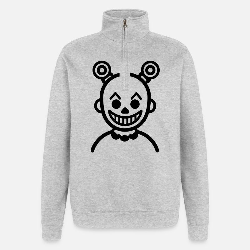 Clown Comic - Quarter-Zip-Sweatshirt - Grau meliert