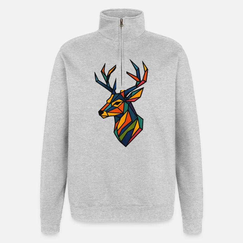 Impression d’art géométrique Edelhert - Sweat à zip 1/4 - gris chiné