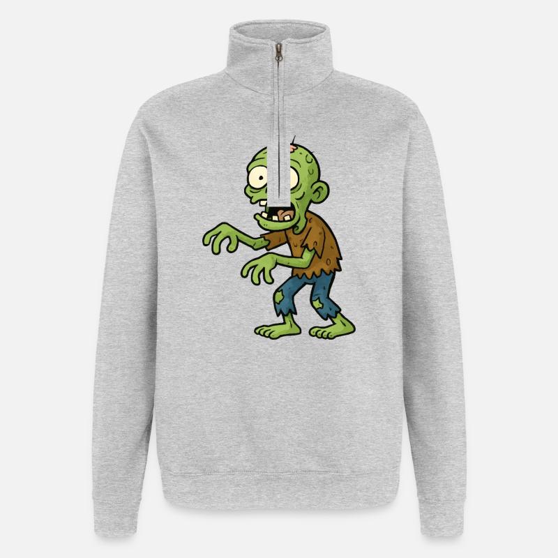 Gruseliger Comic Zombie - Quarter-Zip-Sweatshirt - Grau meliert