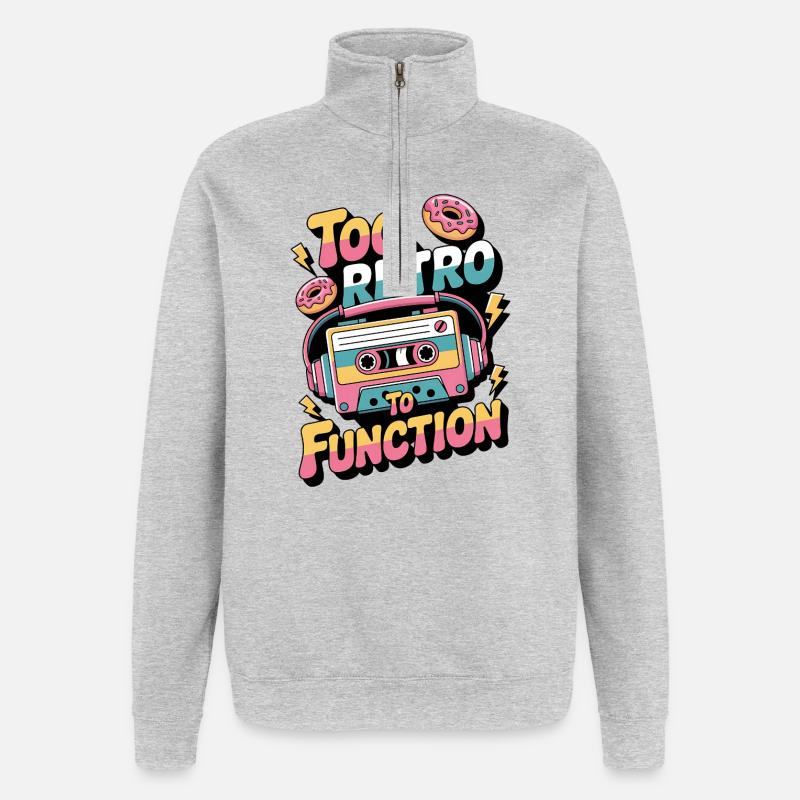 90s Retro – Too Retro To Function - Quarter-Zip Sweatshirt - heather grey