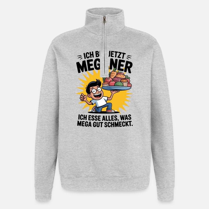 ICH BIN JETZT - Quarter-Zip-Sweatshirt - Grau meliert