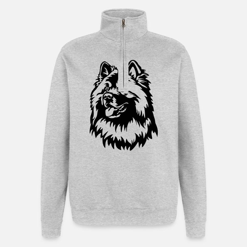 Eurasier Kopf - Quarter-Zip-Sweatshirt - Grau meliert