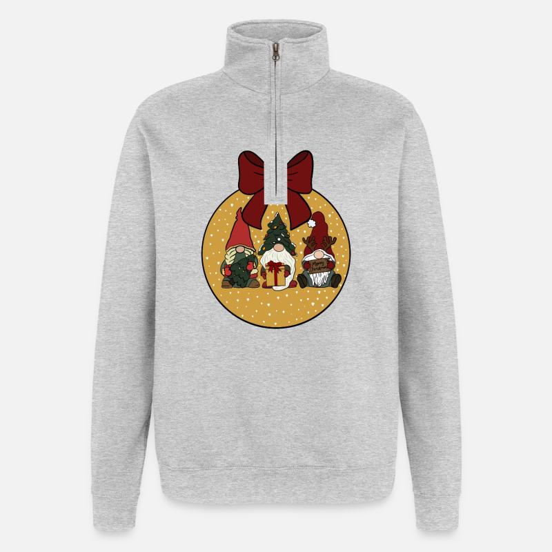Weihnachtskugel  - Quarter-Zip-Sweatshirt - Grau meliert