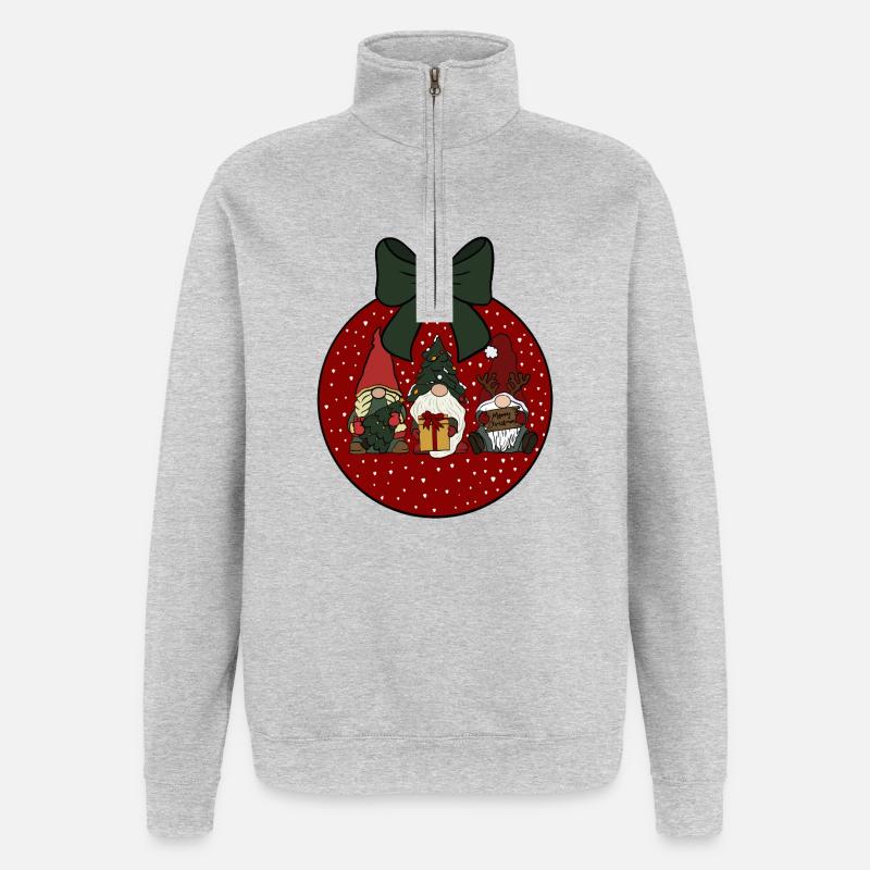 Weihnachtskugel  - Quarter-Zip-Sweatshirt - Grau meliert