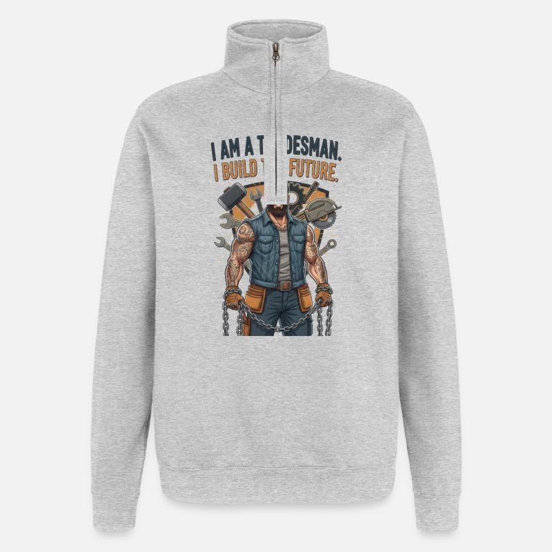 Stolzer Handwerker Handwerks Beruf Geschenk - Quarter-Zip-Sweatshirt - Grau meliert