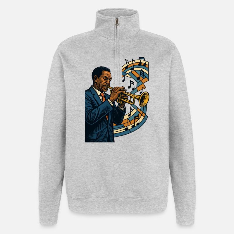 Trompeter Jazz Bebop Groove Poster Geschenk - Quarter-Zip-Sweatshirt - Grau meliert