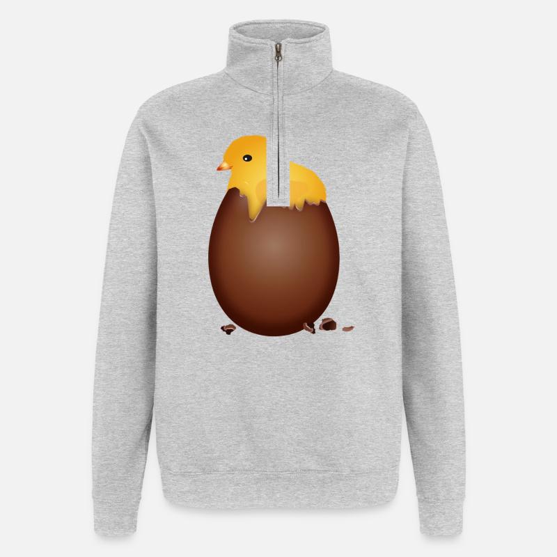 Chocolate Easter Egg with Cute Chick - Quarter-Zip Sweatshirt - heather grey