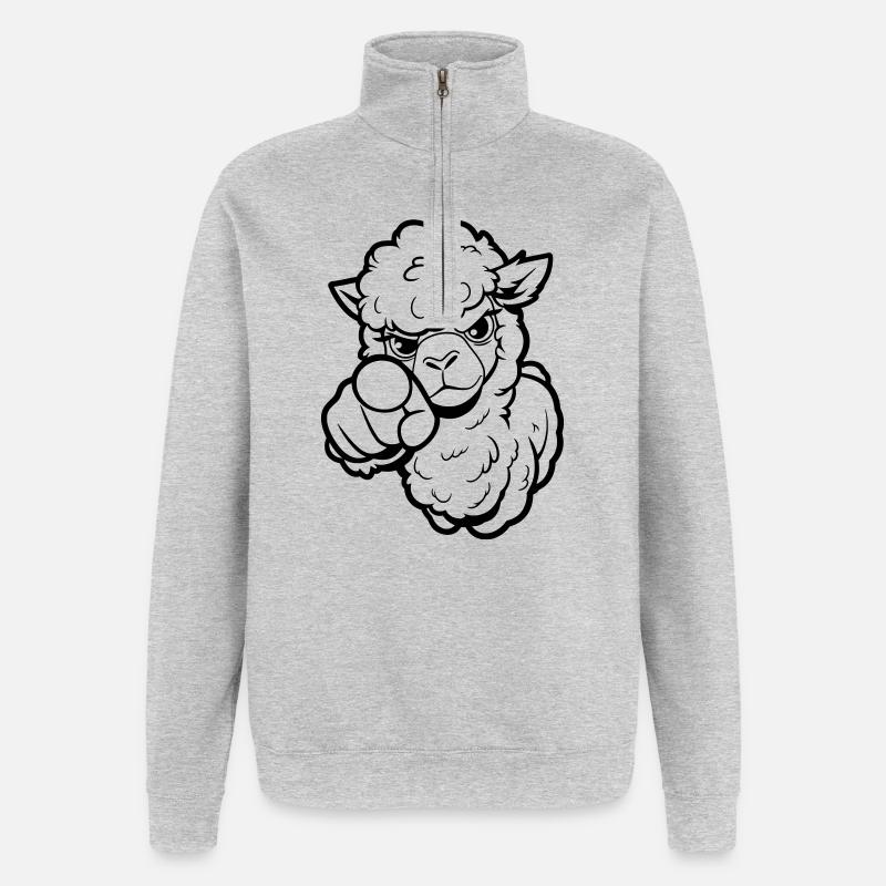 Alpaga coquin te pointe du doigt - Sweat à zip 1/4 - gris chiné
