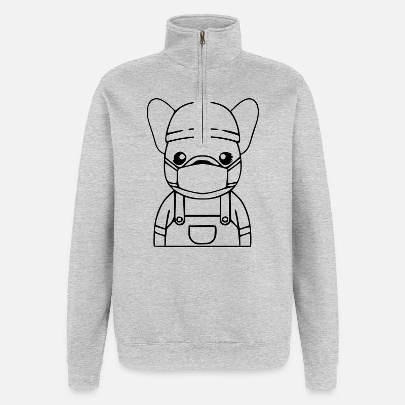 Frenchie Arzt Pflege Maske - Quarter-Zip-Sweatshirt - Grau meliert